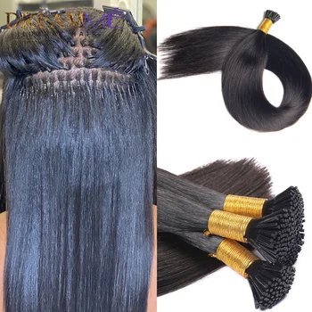 Direct heb ik tip Menselijke Hair Extensions Bundels Microlinks Braziliaans Haar Partijen heb ik Tip Hair Extensions Voor Zwarte Vrouwen