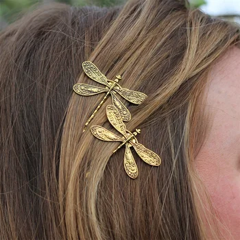 Vintage Zilveren Kleur Dragonfly Hiar Clips Voor De Bruid Bruiloft Elegant Haar Accessoires Trefoil Oude Middeleeuwse Decoratie Vrouwen Geschenk
