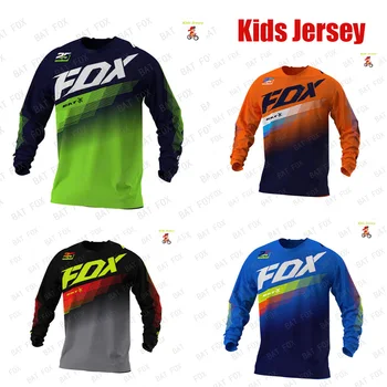 Kinderen Motorcross Downhill Cycling Jersey Off-Road Racing T-shirt bat fox Fiets Jersey Motorcross MTB DH Kinderen Kleding