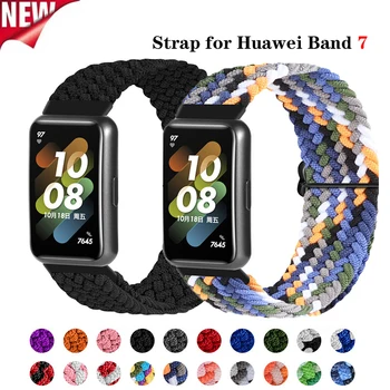 Riem Voor Huawei Band 7 Verstelbare Elastische Nylon Gevlochten Riem Mannen Vrouwen Vervanging Armband Armband Voor Huawei Band7 Pulsera