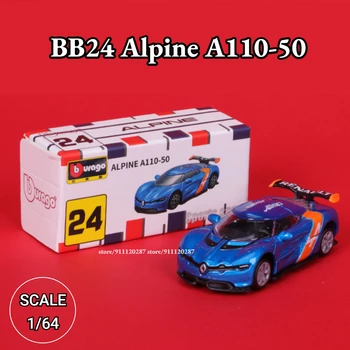 Bburago 1:64 Mini Model Auto, BB24 Alpine A110-50 Schaal van Metaal Gegoten, Art Miniatuur Replica van het Voertuig Collectie Speelgoed