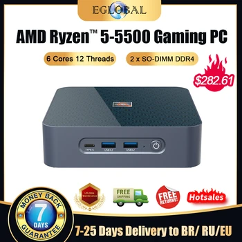 Eglobal AMD Ryzen 9 5900hx Mini PC Gamer Windows 10/11 Gaming64GB DDR4 2*M. 2 NVMe SSD 2*NETWERK Gaming PC Barebone Computer Bureaublad