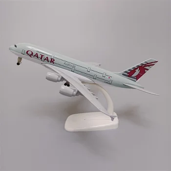 20cm Legering Metaal QATAR Airways Airbus 380 A380 Vliegtuig Model Gegoten Vliegtuig Model Vliegtuigen w Wielen Landing Gears