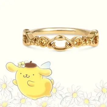 Anime Sanrio Open Ring Kawaii Pompom Purine Accessoires Schattige Persoonlijkheid Verstelbare Beperkt Sieraden Vriendinnen Meisjes Geschenk