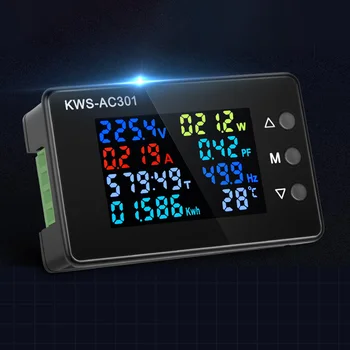 KWS-AC301 Wattmeter energiemeter Voltmeter AC 50-300V 50-60HZ LED AC elektriciteitsmeter 0-20/100A Power Analyzer Detector Tools