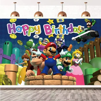 Super Maria Serie Mario Luigi Yoshi Foto Als Achtergrond Kinderen Verjaardagsfeestje Thema Levert Versieren Anime Cosplay Figuur