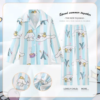 Kawaii Sanrio Anime Cinnamoroll Kinderen Pyjama Sets Cartoon Mijn Melodie Kuromi Herfst Met Lange Mouw Broek Set Nachtkleding Huis Dragen