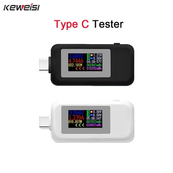 Type-C USB-Tester Huidige 4-30V USB-C Voltage Tester Timing Ampèremeter 10-in-1 USB-C Opladen Kabel Kleur scherm
