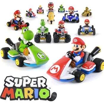 Super Mario Kart Anime Karakter Speelgoed Mario Bros. Luigi Daisy, Yoshi Roerende Vorm Speelgoed Terug te Trekken Kinderen een Geschenk van 12.5*8* 9 cm Doos