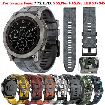 QuickFit Slimme Horloge Band Voor Garmin Fenix 7 7X 6X 6 5 5X Quatix 7 7X Zonne-7 Pro Camouflage Siliconen Band Armband Accessoires