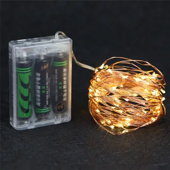 LSDM 2M 5M 10M 100 Led-Strings koperdraad 3XAA Batterijen Kerst Bruiloft Decoratie LED String Lichtjes