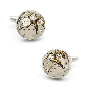 Heren Manchetknopen uurwerk Ontwerp Zilveren Kleur Kwaliteit Koper manchetknopen Wholesale&retail