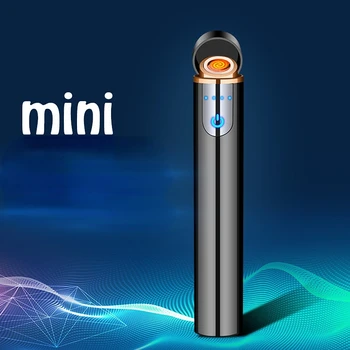 Mini Cilinder Smart LCD-Induction USB Oplaadbare Metalen Aansteker, Windproof Aansteker, Sigaret Accessoires, Cadeau