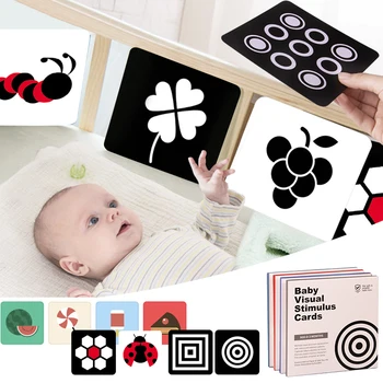 Montessori Baby Visuele Stimulatie Kaart Speelgoed Zwart Wit Flash-Kaarten Hoog Contrast Visuele Stimulatie Leren Montessori Kaarten