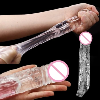 Zeer Elastisch Crystal Condoom Herbruikbare Penis Extender Mouw Vertraging Ejaculatie Penis Intieme Goederen Sex Speeltjes Voor Mannen
