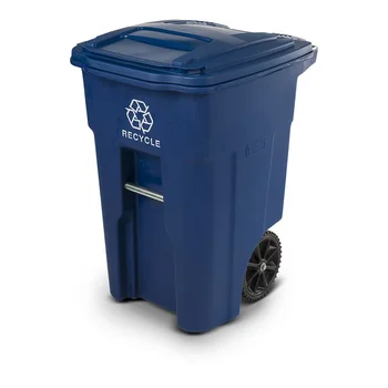 48 Liter Blauwe Container met Wielen en Deksel,Polyethyleen,28.75 X 23.50 X 37,50 Per Inch