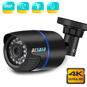 BESDER 4K 8MP H. 265 Security Camera Outdoor Waterdichte IP Camera van 2MP IR Night Vision Multi-View Plug&Play Motion Detectie CCTV