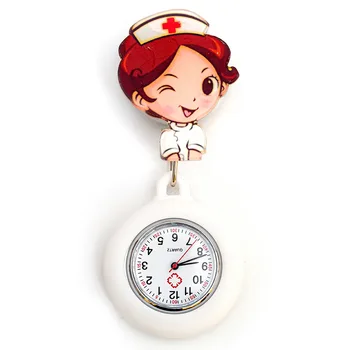 Verpleegkundige Badge Rollen, met Horloge-Cute Cartoon Intrekbare Badge Reel Verpleegster Uniform borstzak Kijken Ziekenhuis Levert