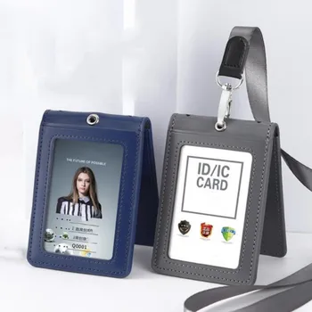 2023 Echt Leer Werk Card Set ID-Kaart Badge Houder Geval Bank Credit Fabriek Naam op Kaart Clip-Badge Bestand Houder Accessoires