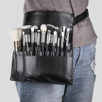 Multi-functie met een Grote Capaciteit Zwart PU Kosmetische Zak Taille Tas Make-up Borstel Tas met Riem voor Professionele Make-up Artist