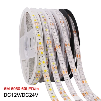 12V-24V LED Strip 5050 RGB, RGBW-compatibele CCT Warm Wit Licht Waterdichte 5m 60LED/m Flexibele LED Tape Lichten Decor Verlichting