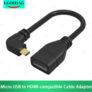 Micro-HDMI-compatibele Male-HDMI-compatible Female Adapter Kabel Linker Hoek van 90 Graden HDTV-Converter Code voor HDTV, Projector