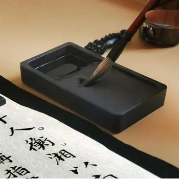 5inch Handgemaakte Water Rimpel Vierkante Inkt Steen Student Kalligrafie Inkstone Twee-Zijdig Inkslab Lichtgewicht Draagbare Inkstone