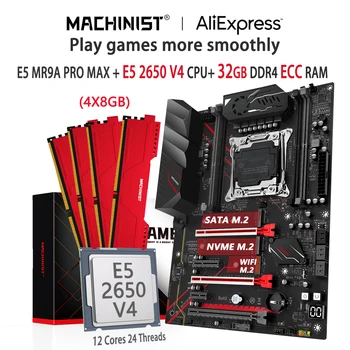 MACHINIST MR9A PRO MAX X99 Moederbord Set LGA2011-3 Kit-Xeon E5-2650 V4 32GB(4*8G) DDR4 ECC RAM-Geheugen SSD Nvme M. 2 ATX