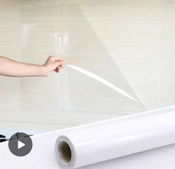Keuken Olie-proof Transparant Film Dikke Zelfklevende Waterdichte op Maat-Meubilair, Marmeren Achtergrond Badkamer Decor Stickers