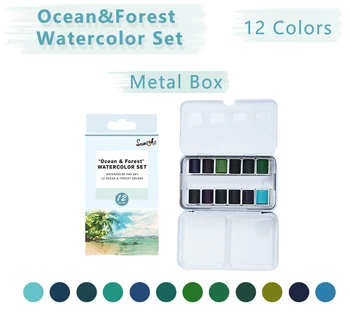 12 Kleur Solid Aquarel Set Metalen Pakket Morandi/Ocean&Bos/Snoep/huidskleur voor het Schilderen van Art Supplies