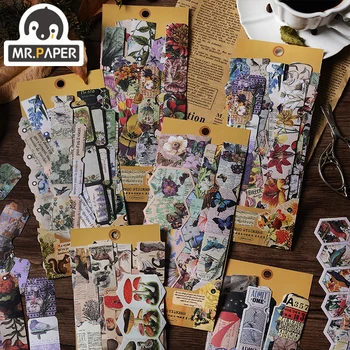 De heer Papier 6 Ontwerpen Retro Collectie Series En Papier Sticker Pack Creatieve Handleiding Decoratieve Collage DIY Materiaal Strip Sticker