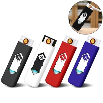 Nieuwe Elektrische Aansteker USB-Roken Accessoires extra Multicolor Aanstekers Ultra-dunne Oplaadbare Draagbare Winddicht Mannen Cadeau