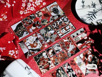 Japanse Stijl Rode Kraan Brids Glimmende PET Tape Decoratieve Stickers Collage Doe-Kaart Scrapbooking