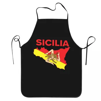 Kaart Van Sicilië Trinacria Sloven Vrouwen Mannen Keuken Chef-kok Italië Siciliaanse Trots Tablier Gerechten voor het Koken, Bakken, Tuinieren