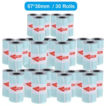 30 Rollen Afdrukbare Sticker papierrol Direct Thermisch Papier zelfklevende 57*30mm voor PeriPage A6 Thermische Printer PAPERANG P1/P2