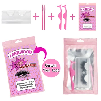 Lashwood Zak Pakket Stelt Zip Lock Lash Verpakking Hersluitbaar Wimpers Geval Zakje Kosmetische Doos Voor Reizen Salon Aangepaste Logo