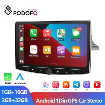 Podofo Android 10inch Draaien op Android Scherm autoradio Android-1 Din zijn van Toepassing Carplay Autoradio Knop Knop Multimedia Speler GPS