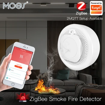 Tuya Smart Zigbee Rookmelder Sensor Smart Home Security Alarm Systeem Slim Wonen Batterij Gevoede Rookmelder Om Brand Te Bestrijden