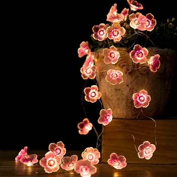 2m 20LEDs Cherry Verlichting Snaren Blossom Flower LED String DIY Fee Lamp voor Binnen Huwelijk Roze Klokken Slinger Decor Licht