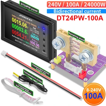 DT24PW 8~240V 100A Amp meter DC Power Voltmeter Ampèremeter Capaciteit van de Batterij Tester voltage Meter detector Spiraal CT