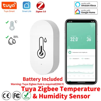 Tuya Zigbee Smart Temperatuur Vochtigheid Binnenshuis Hygrometer Controller Toezicht Werken met Smart Speaker Alexa Google Startpagina