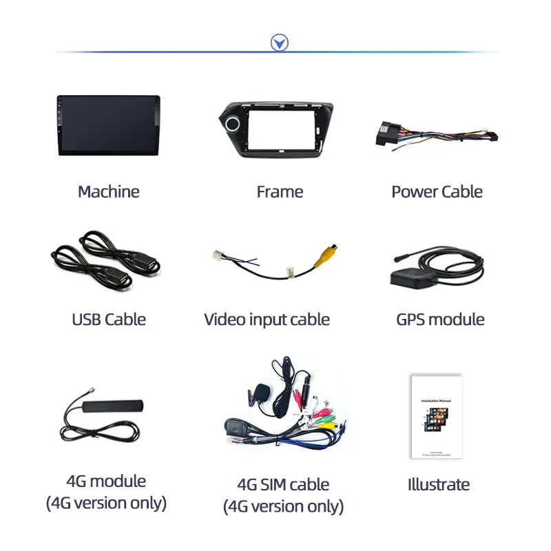 2Din Android 12 4G+WiFi autoradio Multimedia DVD-Speler met GPS-Navigatie voor Kia RIO 3 2011-2015 Stereo IPS/QLED Head-Unit Carplay