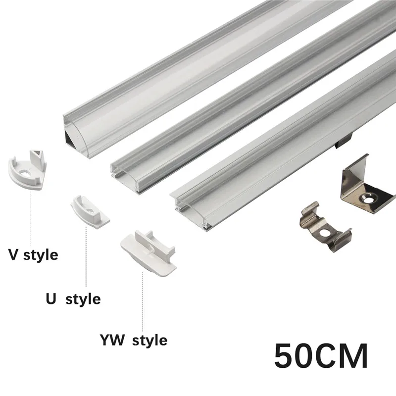 30/45/50cm U/V/YW Stijl Vormige LED-Verlichting Aluminium Channel Houder Melk te Dekken Einde voor LED Strip Licht Accessoires