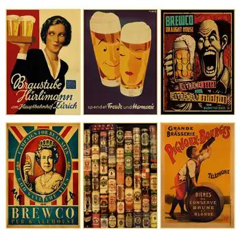 Bier Wijn Collectie Poster Cafe ' S, Bars Keuken Decor Posters Versiering Vintage Retro Poster Muur Stickers