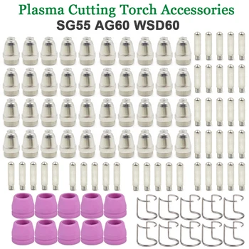 100pcs WSD60 Plasma Snijden Verbruiksartikelen Fakkel Elektrode Tip Nozzle Kit 60A Plasma snijmachine Accessoires AG60 SG55
