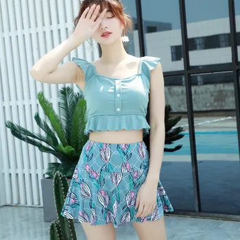 2021-Koreaanse Sexy Patchwork Print Bikini Set Vrouwen Badpak Push-Up Badmode Bikini, Badpak, Zwemkleding Strand, Zwemmen Rok 