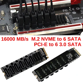 M. 2 NVME Te SATA3.0 PCIE SATA 6Gpbsx6-Poort van de uitbreidingskaart ASM1166 Ondersteuning voor SATA-Protocol 16000 MB/s M. 2 PCI-E-Riser-Kaart
