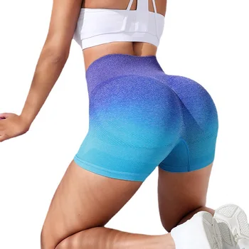 Zomer Sport Yoga Shorts Voor Vrouwen Fitness Naadloze Verloop Kleur Ademend Hoge Taille Fitnessruimte Diep SquatRunning Biker Broek