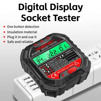 Digitale Aansluiting Tester Smart Voltage Detector Aardlekschakelaar Tester US/UK/EU plug Polariteit Fase Controleer Circuit Checker Bicolor Achtergrondverlichting