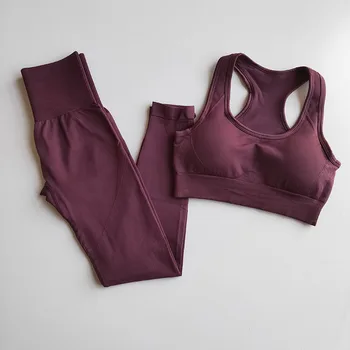 2 Pc ' S Energie Naadloze Yoga Set Sportkleding Voor Vrouwen Gewatteerde Sport-Bh+Sport Legging Outfit Hoge Fitness Sport Past
